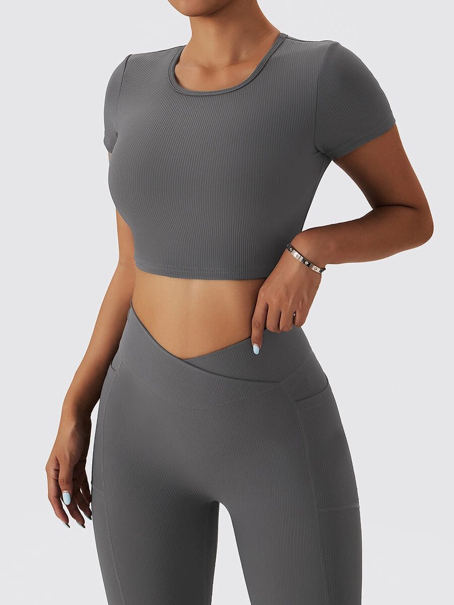 Chic Ribbed Cropped Tank & High-Rise Pocketed Joggers Duo