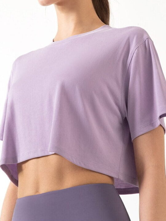 Fashionable Exercise Cropped Tees - Short Sleeve Activewear Tops for Women