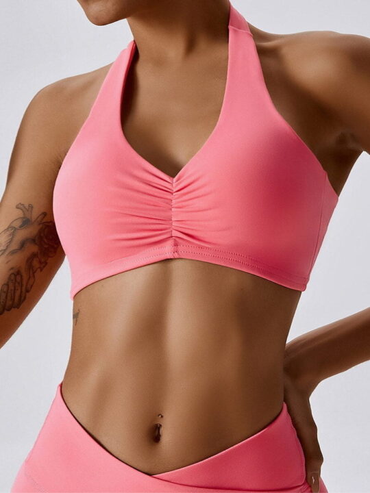 Halter Neck Scrunch Sexy Sports Bra