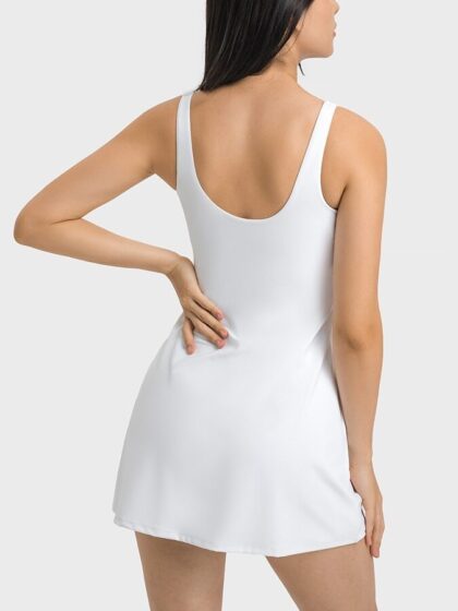 Womens Stylish Tennis Golf Dress Set: Square Neckline & Shorts with Pockets - Perfect for Summer!