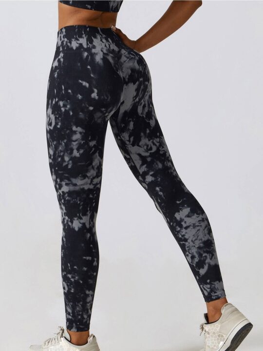 Elegant Tie-Dye High-Waisted Yoga Scrunch Butt Leggings