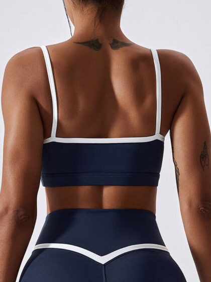 High-Performance Square Neck Spaghetti Strap Padded Sports Bra - Comfortably Supportive and Stylish!