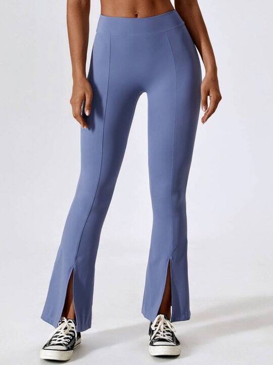 Look & Feel Fabulous in These High-Waisted Flared Bottom Workout Pants - Perfect for Yoga, Running, and More!