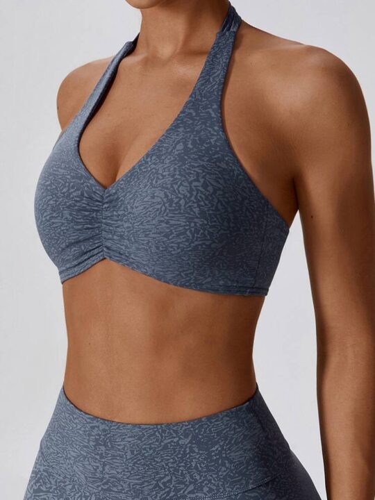 Womens Camo Halter Neck Sports Bra - Sexy Athletic Wear for the Active Woman
