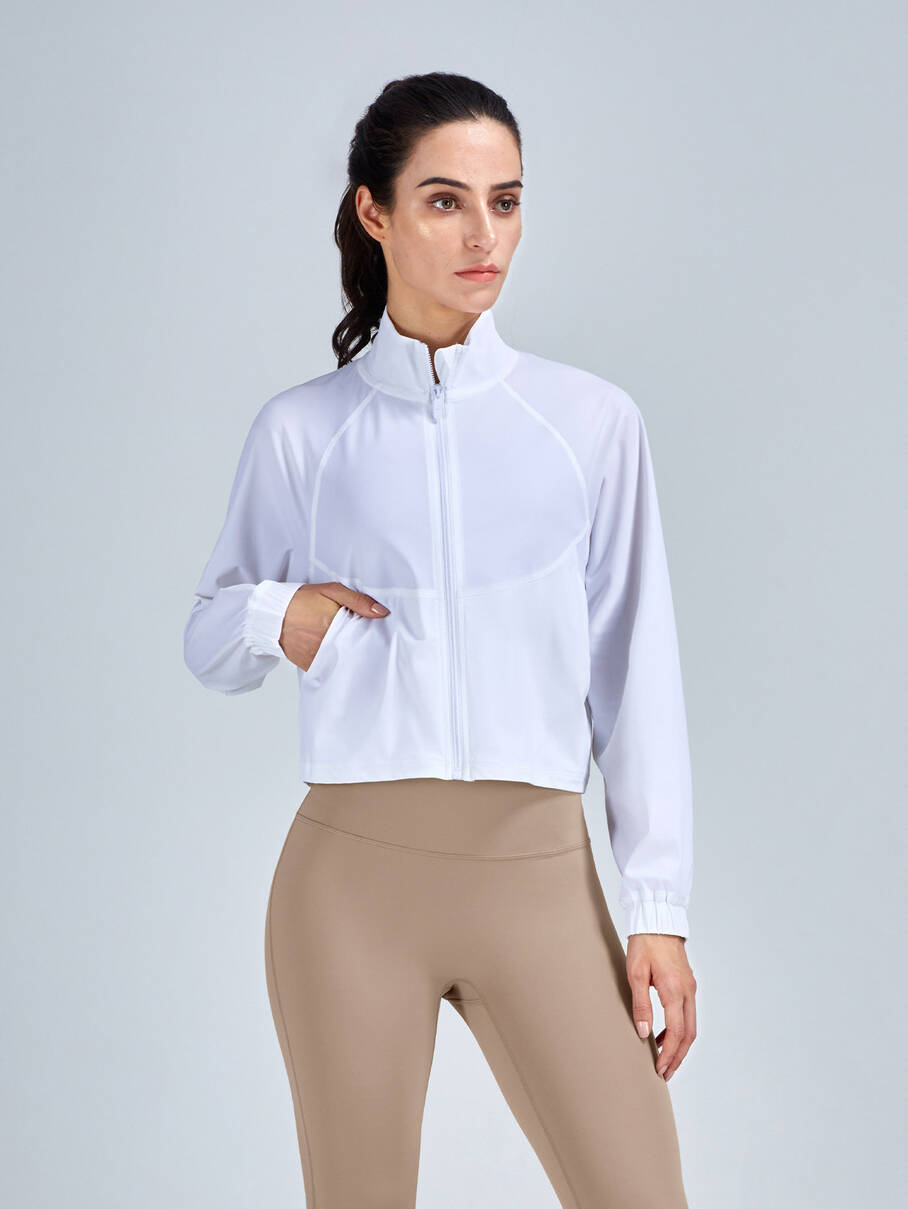 Womens Stylish Zip-Up Cropped Jacket with UPF 50+ Sun Protection - Keep Safe from Harmful UV Rays!