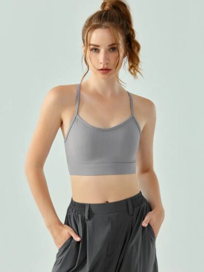 Womens Thin-Strap Cross-Back Sports Bra | Breathable, Supportive Workout Top for Women | Racerback Design for Maximum Comfort and Movement