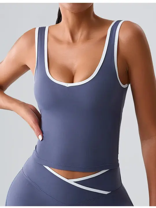 Color Blocked Sports Underwear Women Impact Sports Bra Open Back Yoga Top Push Up Bras High Support Gym Crop Top Padded Running