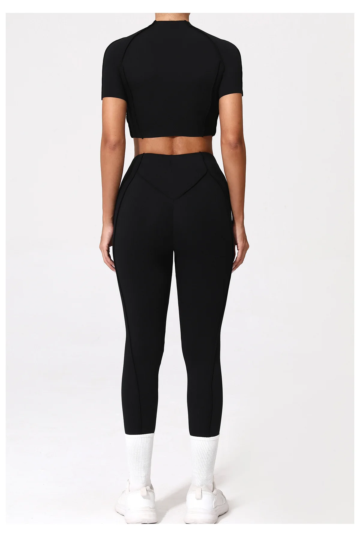 Stylish and Functional: Womens Fitness Suit Yoga Sets with Short Sleeves and High Waist Leggings - Perfect for Sporty Ladies!