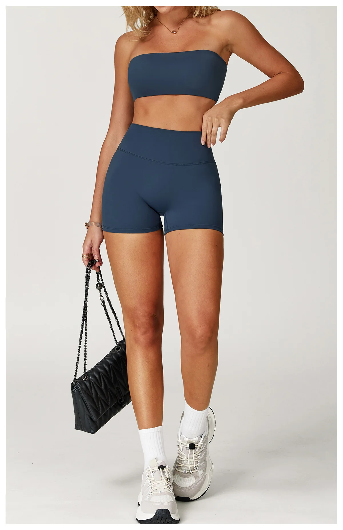 Seamless Strapless Yoga Set High‑Waist Compression Shorts & Bandeau Sports Top - Image 11