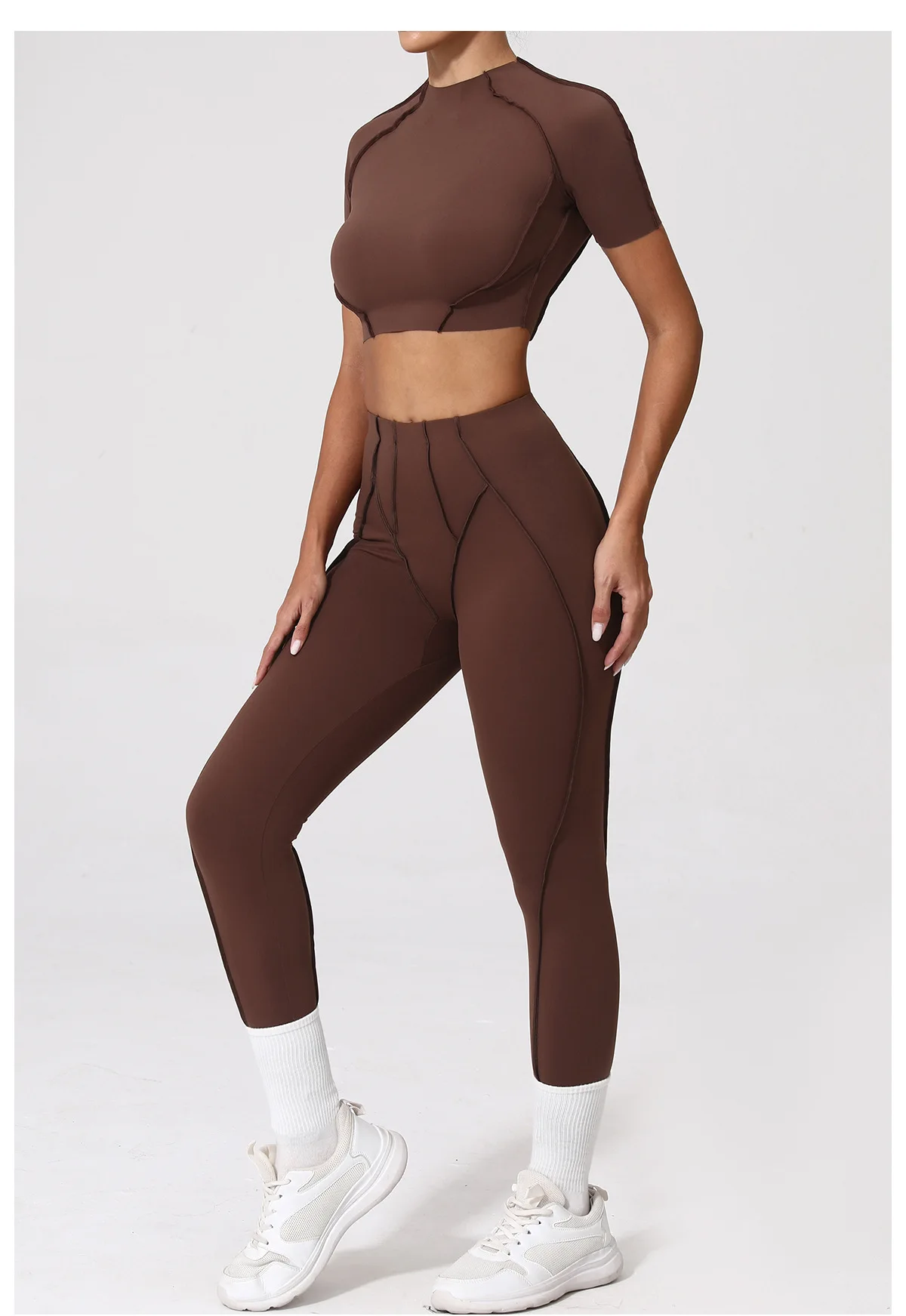 Empower Your Workout with These Trendy Womens Fitness Sets: Yoga Suit, Tracksuit, Sportswear, Short-Sleeve Top, High-Waisted Leggings, Gym Attire, Sports Ensemble
