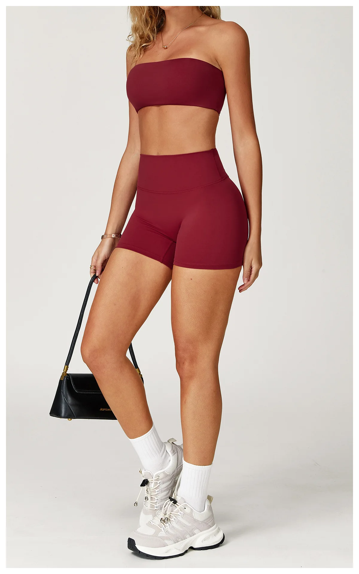 Seamless Strapless Yoga Set High‑Waist Compression Shorts & Bandeau Sports Top - Image 8
