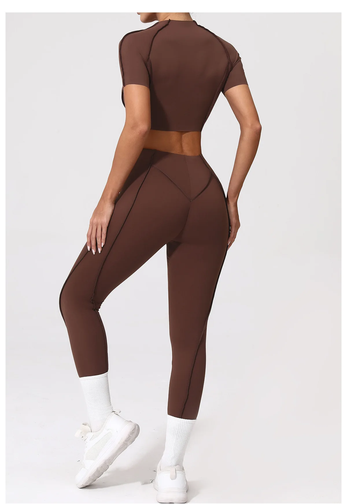 Empower Your Workout with These Stylish Womens Fitness Sets: Yoga Suit, Tracksuit, and Sportswear with Short Sleeves, High Waist Leggings, and Ladylike Designs for the Ultimate Gym Look