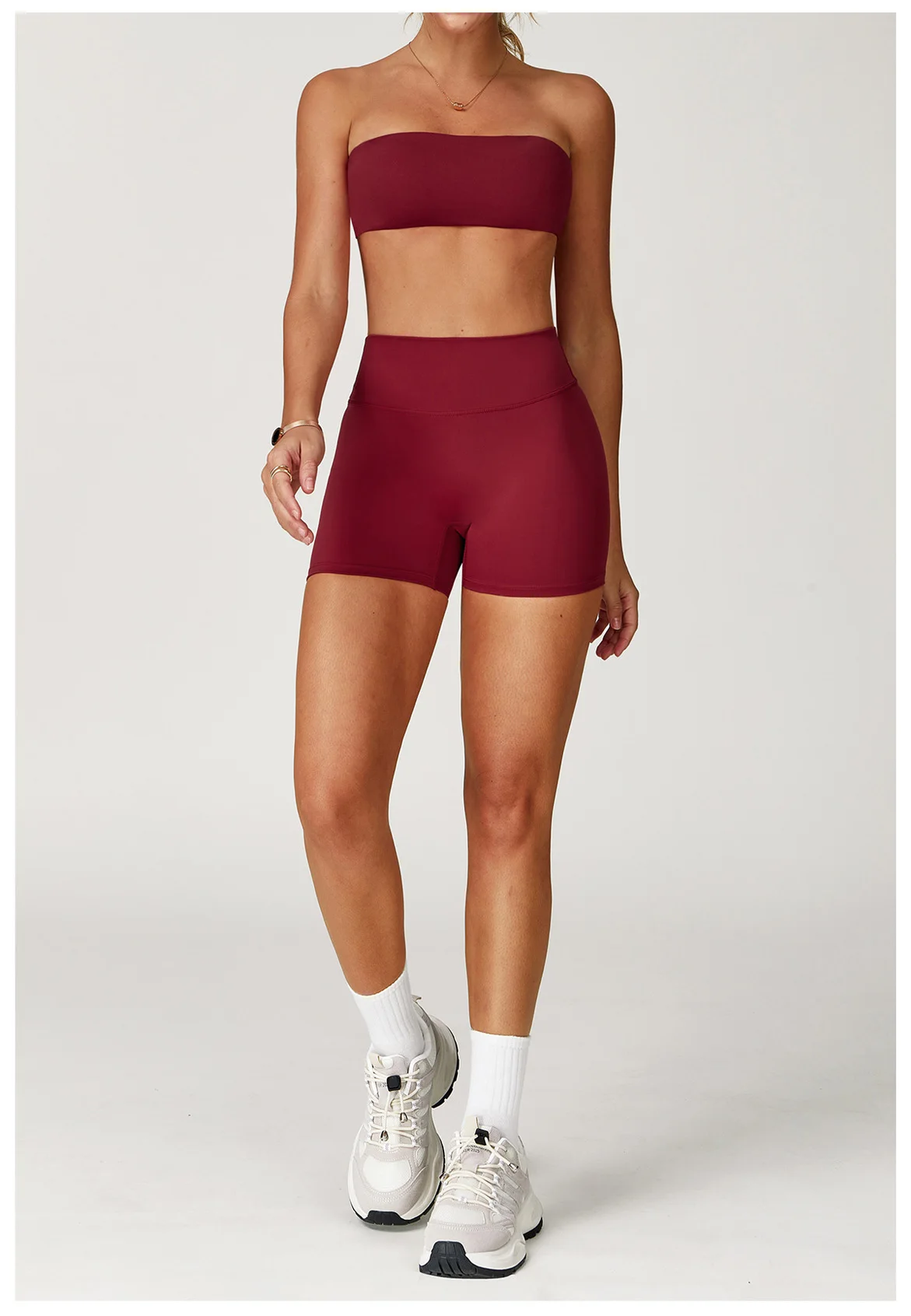 Seamless Strapless Yoga Set High‑Waist Compression Shorts & Bandeau Sports Top - Image 10