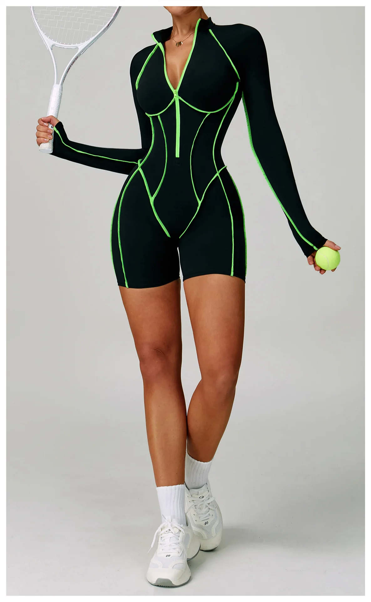 Hot and Versatile: Womens Gym Set Jumpsuit for Training, Yoga, and Sports - Long Sleeved Fitness Romper with Push Up Technology and Bodysuit Design for Womens Sportswear