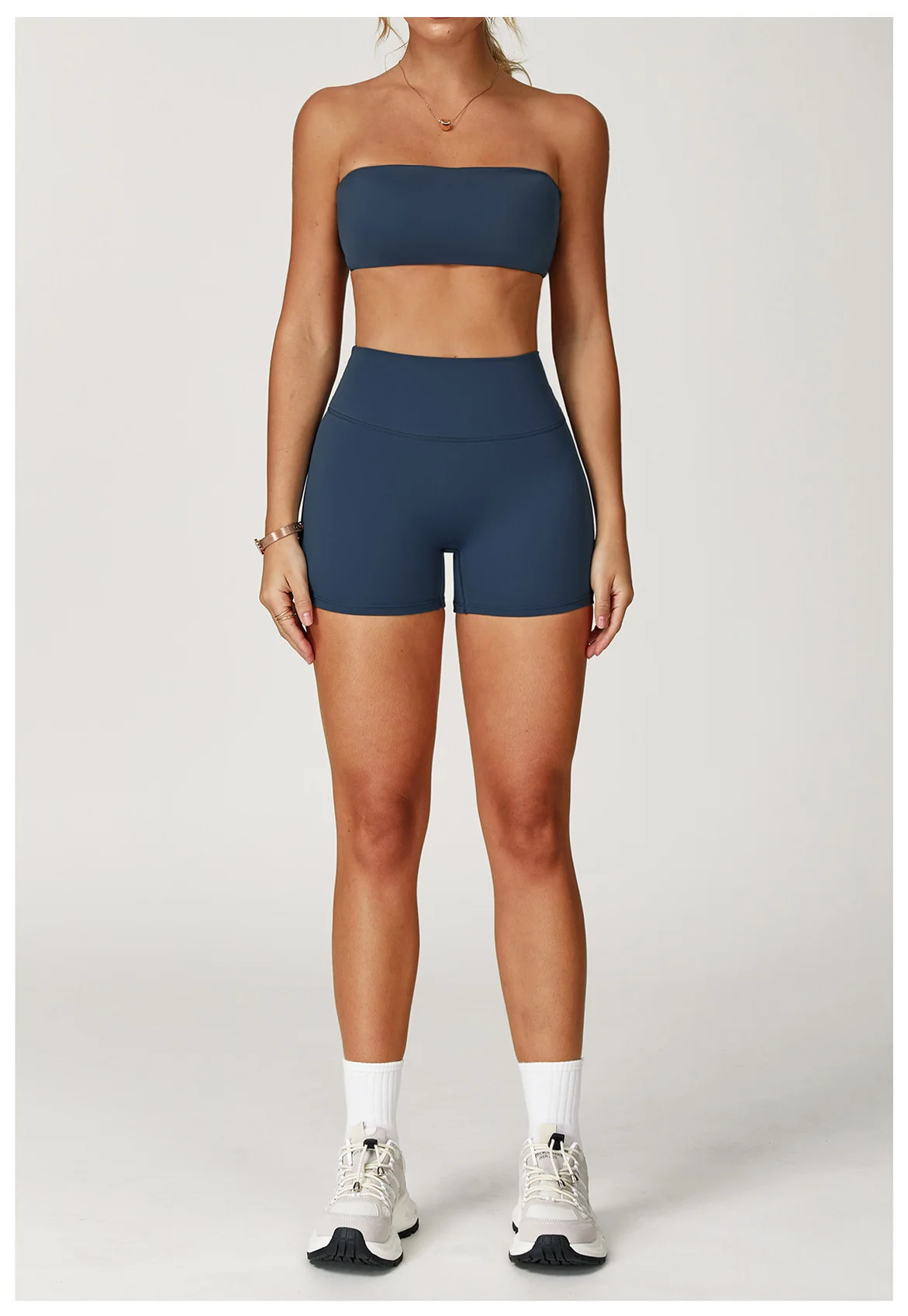 Seamless Strapless Yoga Set High‑Waist Compression Shorts & Bandeau Sports Top - Image 13