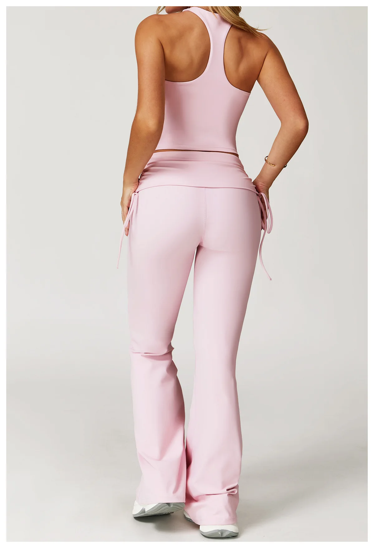 Seamless Flare Yoga Set Two Piece Halter Crop and Foldover Waist Leggings - Image 7