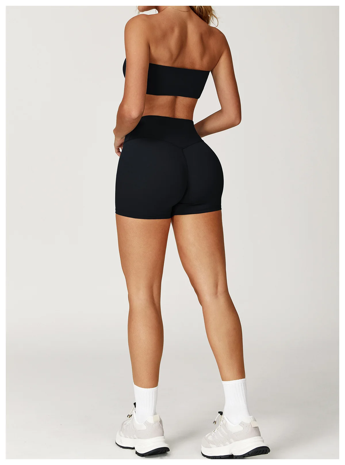 Seamless Strapless Yoga Set High‑Waist Compression Shorts & Bandeau Sports Top - Image 15