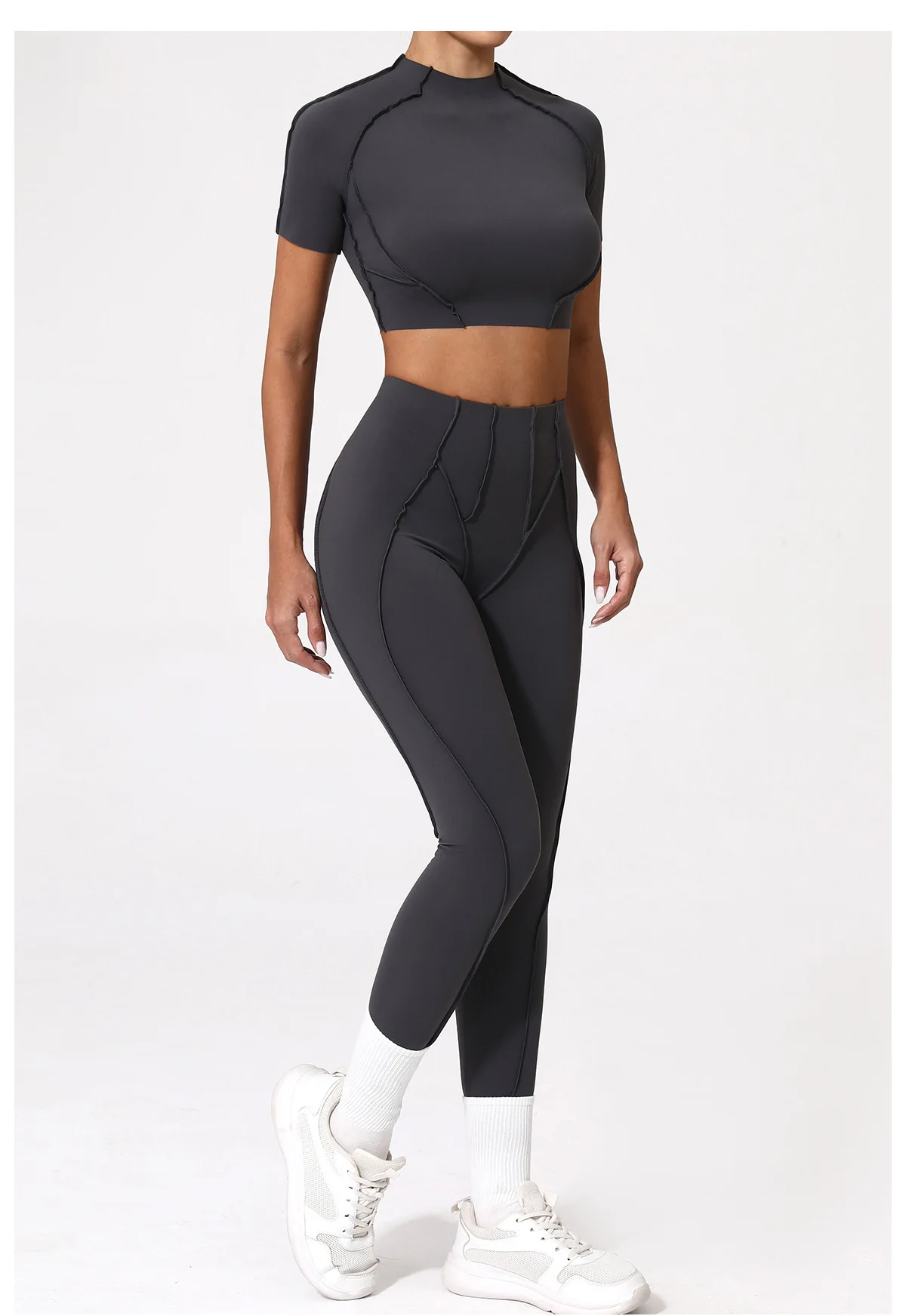 Unleash Your Inner Goddess with Our Sensational and Versatile Fitness Suit: Yoga Sets for Women, Featuring a Sizzling Short-Sleeved Sportswear Design, High-Waisted Leggings, and the Perfect Gym Clothing for a