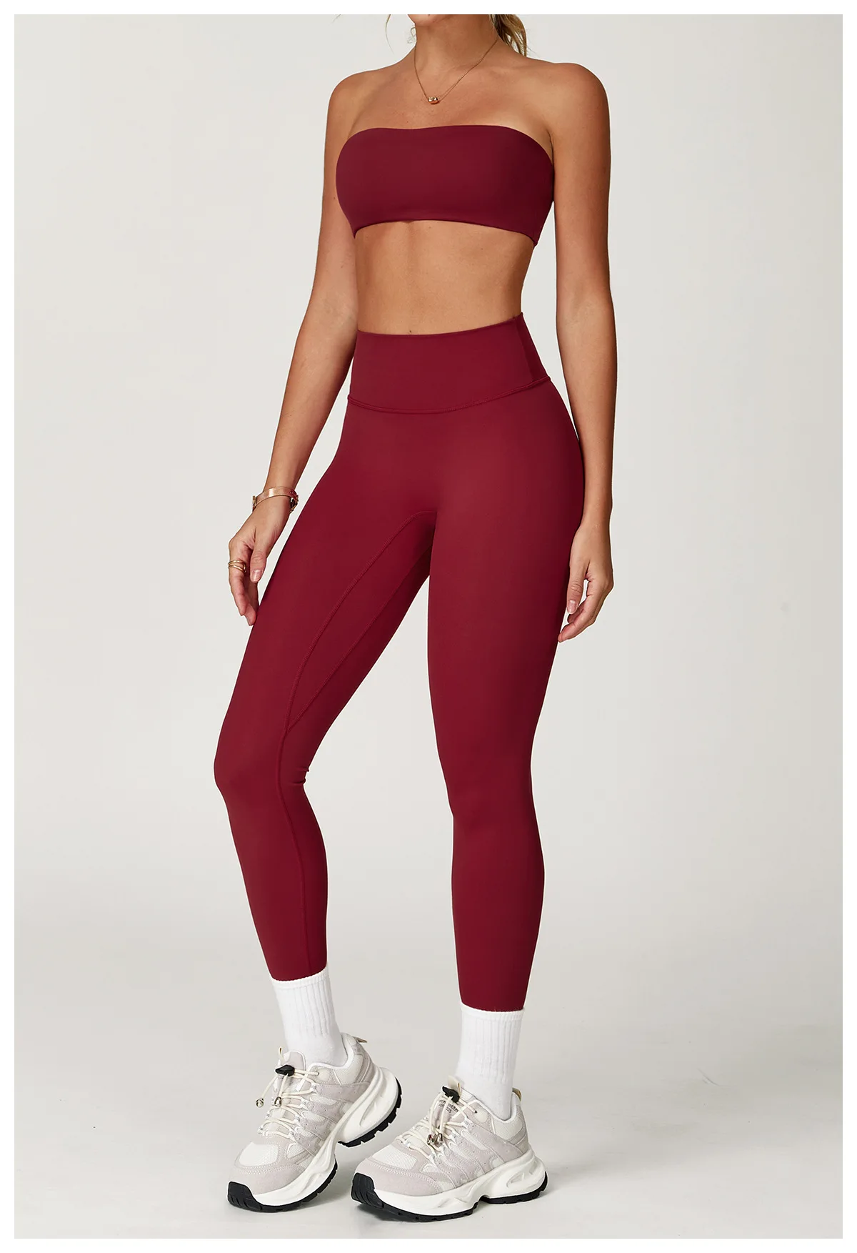 High‑Waist Seamless Yoga Set 2‑Piece Workout Outfit (Sports Bandeau + Sculpt Leggings) - Image 4