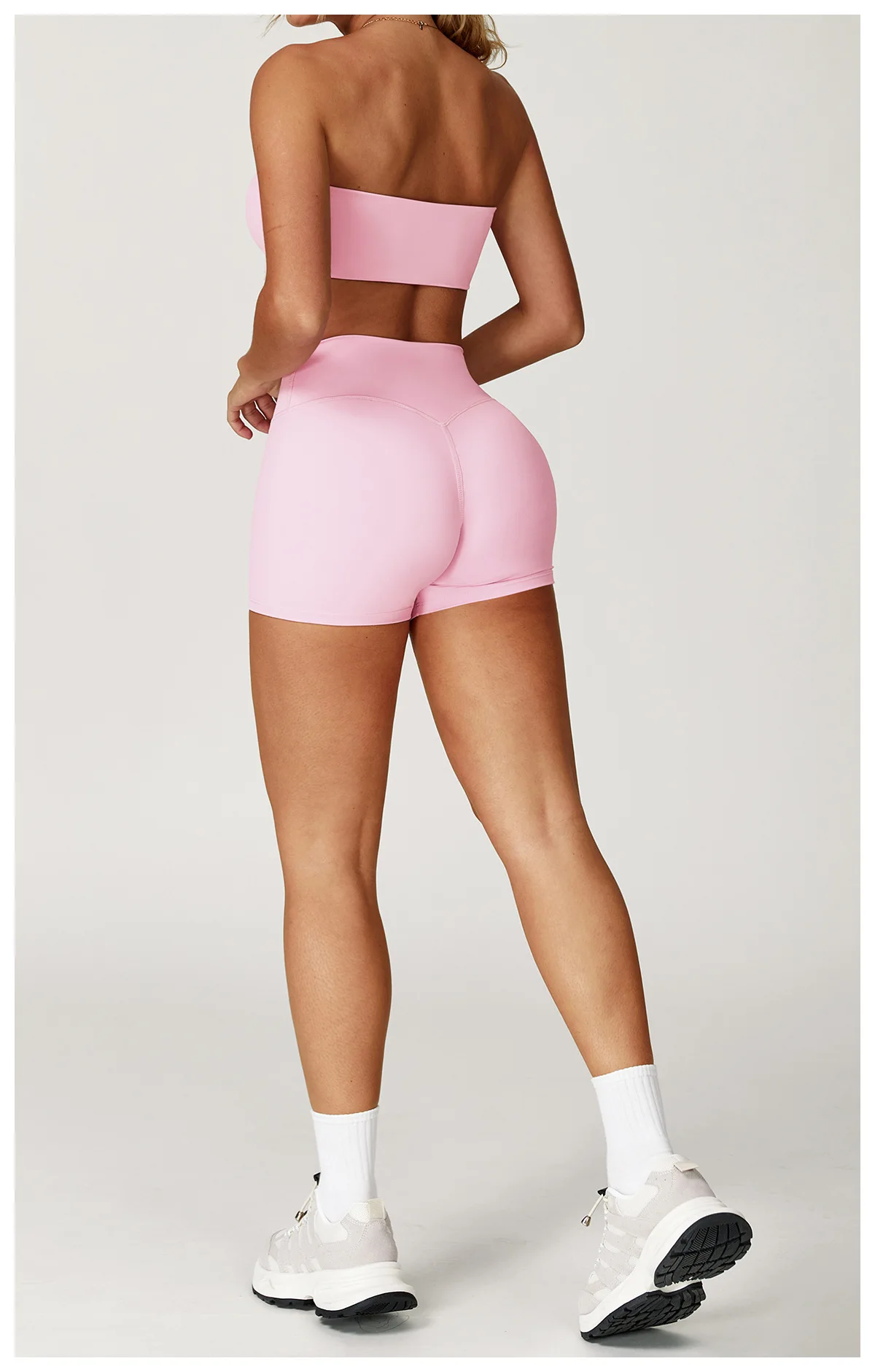 Seamless Strapless Yoga Set High‑Waist Compression Shorts & Bandeau Sports Top - Image 2