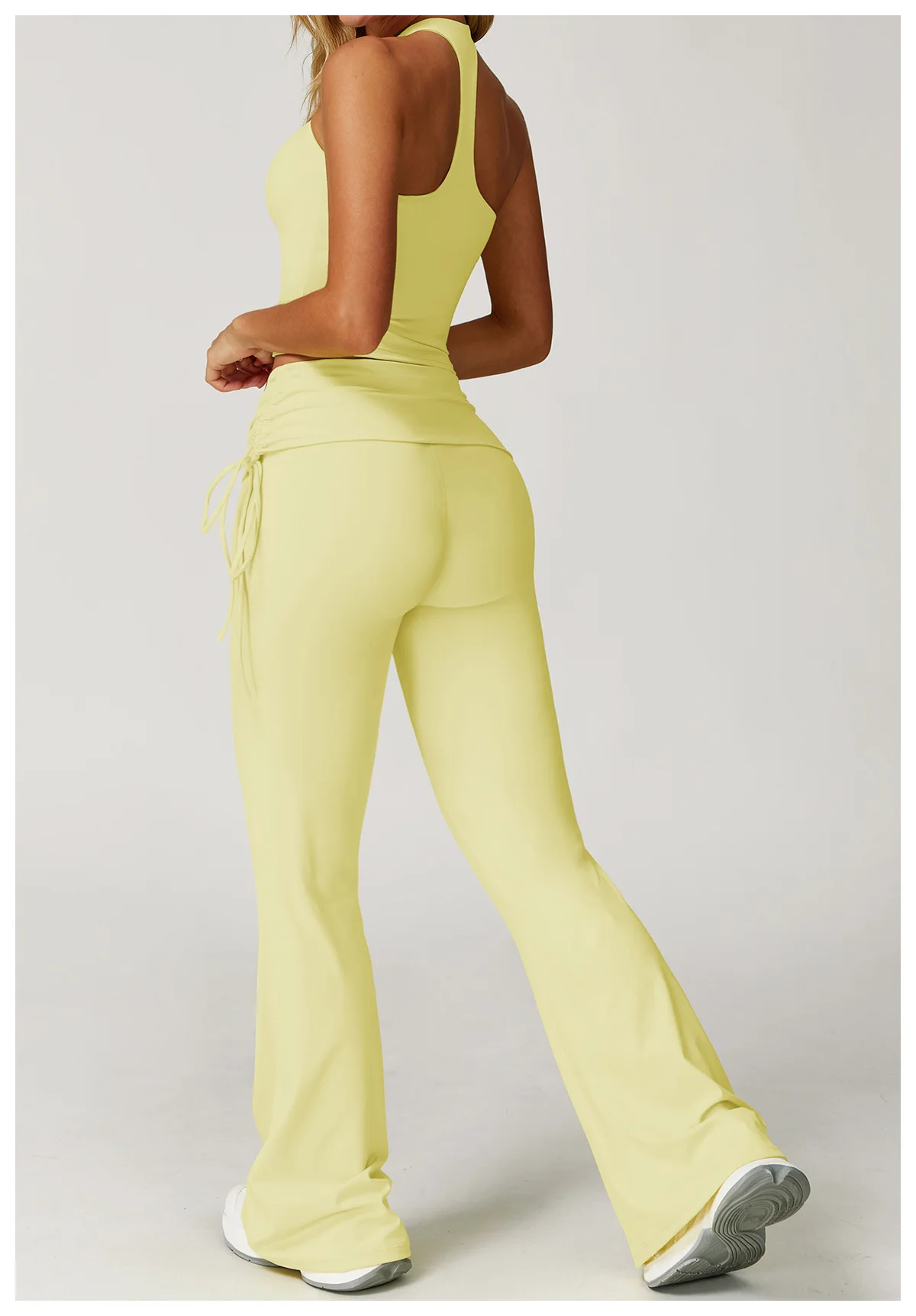 Seamless Flare Yoga Set Two Piece Halter Crop and Foldover Waist Leggings - Image 4