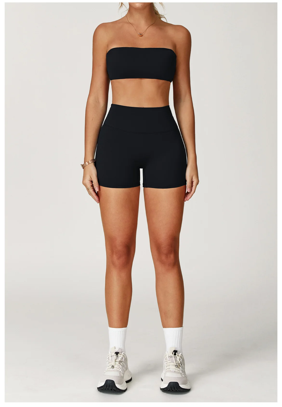 Seamless Strapless Yoga Set High‑Waist Compression Shorts & Bandeau Sports Top - Image 16