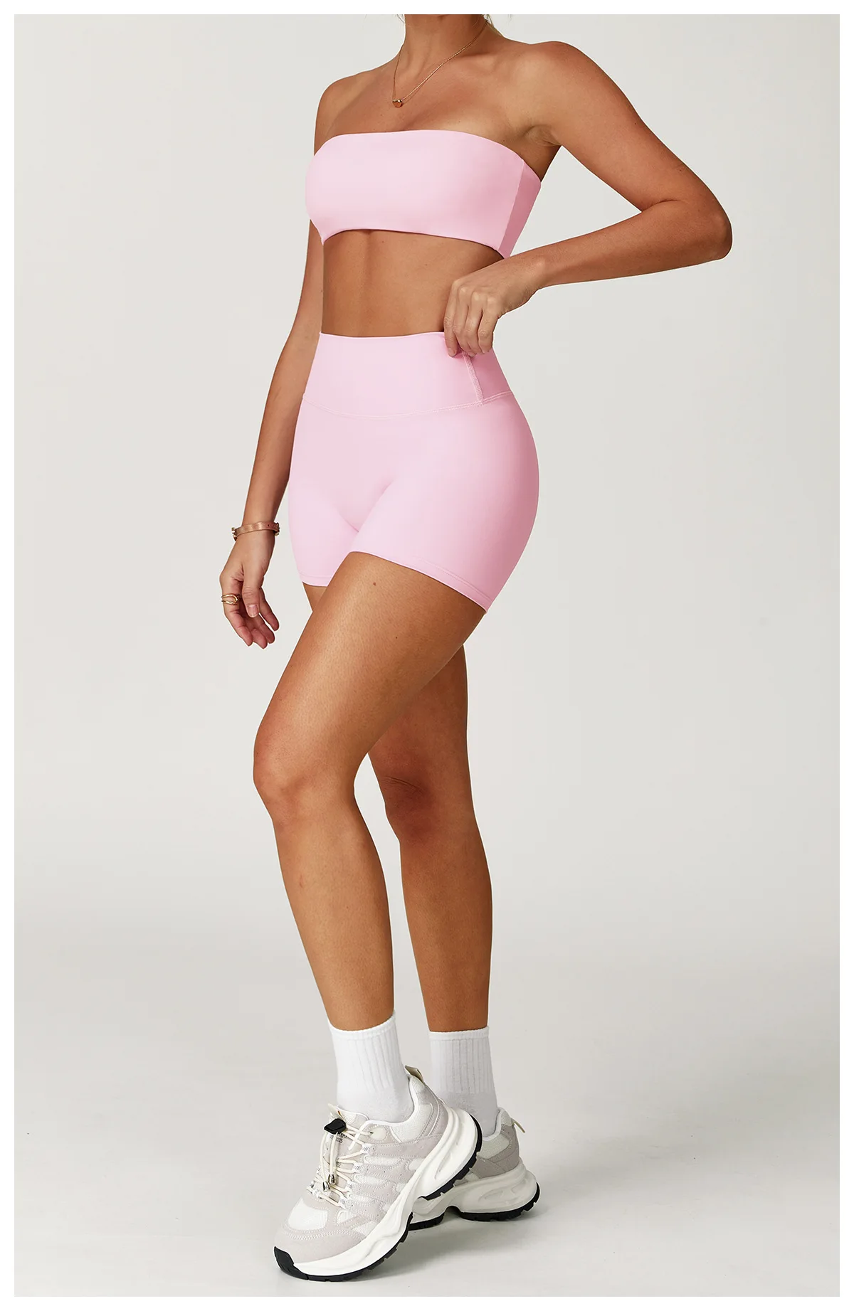 Seamless Strapless Yoga Set High‑Waist Compression Shorts & Bandeau Sports Top - Image 3