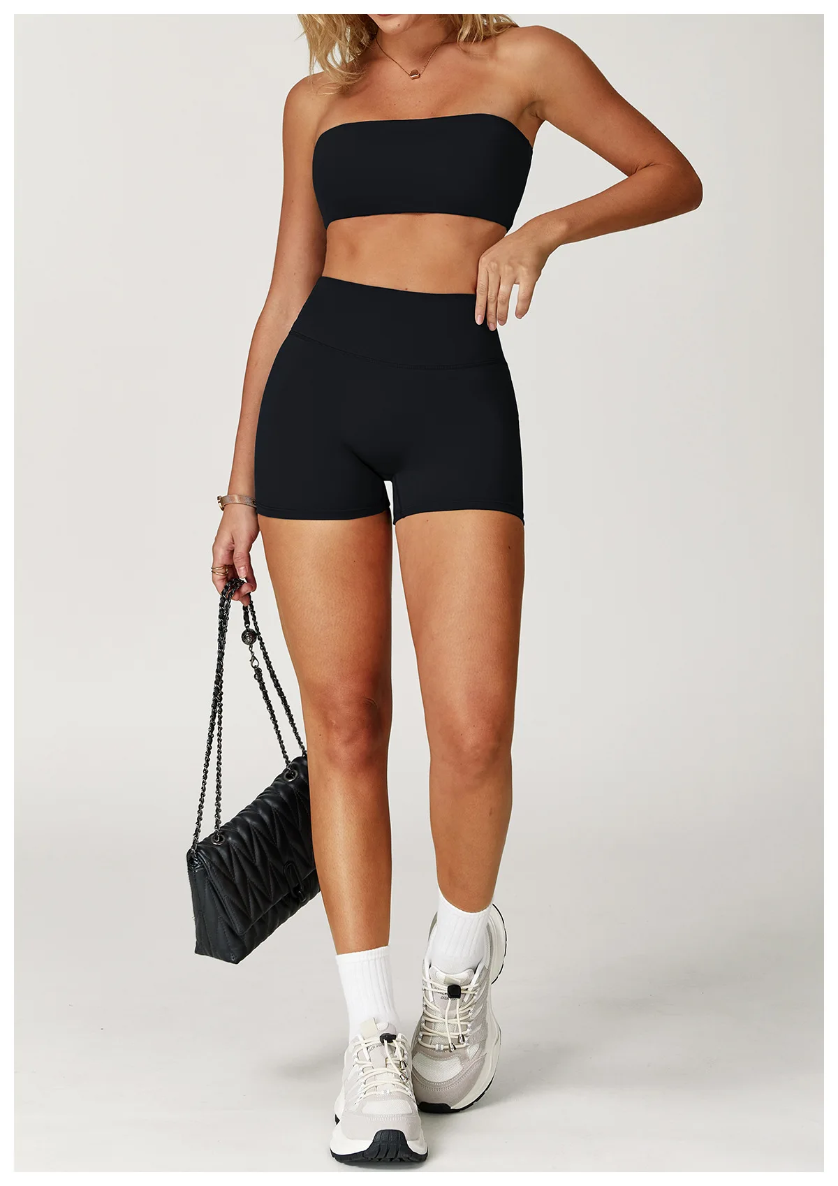 Seamless Strapless Yoga Set High‑Waist Compression Shorts & Bandeau Sports Top - Image 14