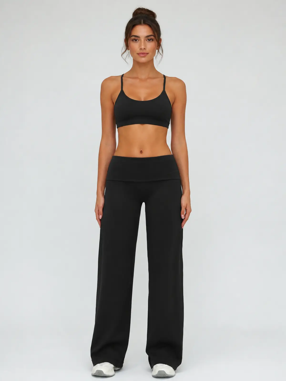 Arc Flow Wide-Leg Yoga Pants — black — authoritative variation match