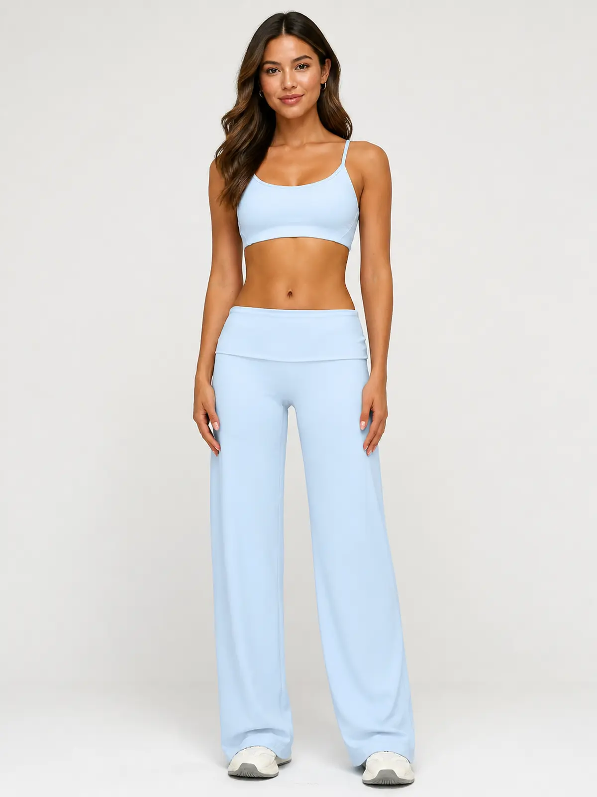 Arc Flow Wide-Leg Yoga Pants — light powder blue — authoritative variation match