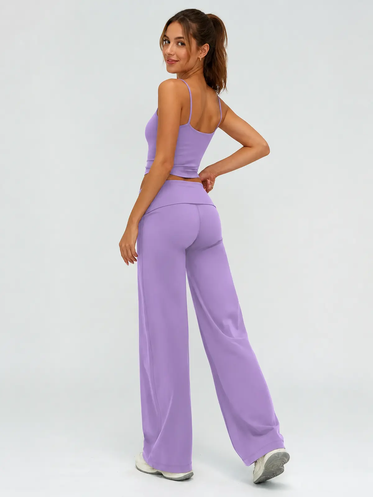 Arc Flow Wide-Leg Yoga Pants — lilac purple — authoritative variation match