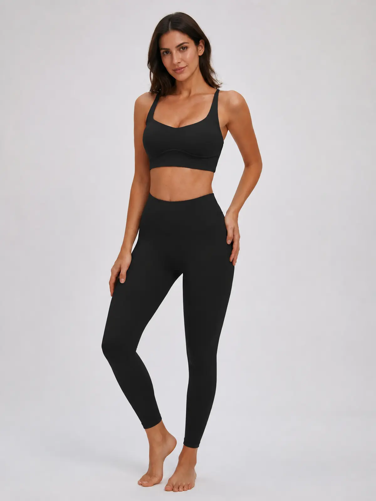 Arcveil Motion Scoop-Neck Longline Sports Bra — black — sports-bra — authoritative variation match