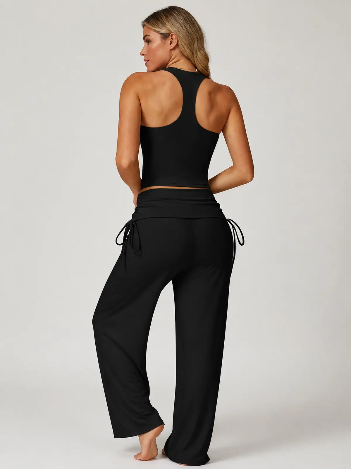 Aster Current Longline Racerback Sports Bra — black — crop-top — authoritative variation match