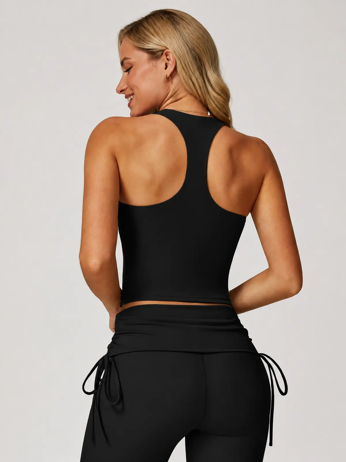 Aster Current Longline Racerback Sports Bra — black — general — authoritative variation match