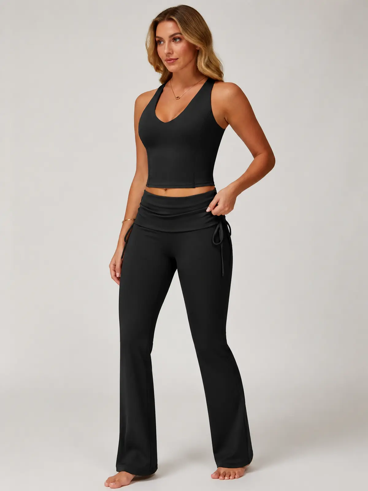 Aster Current Longline Racerback Sports Bra — black — general — authoritative variation match