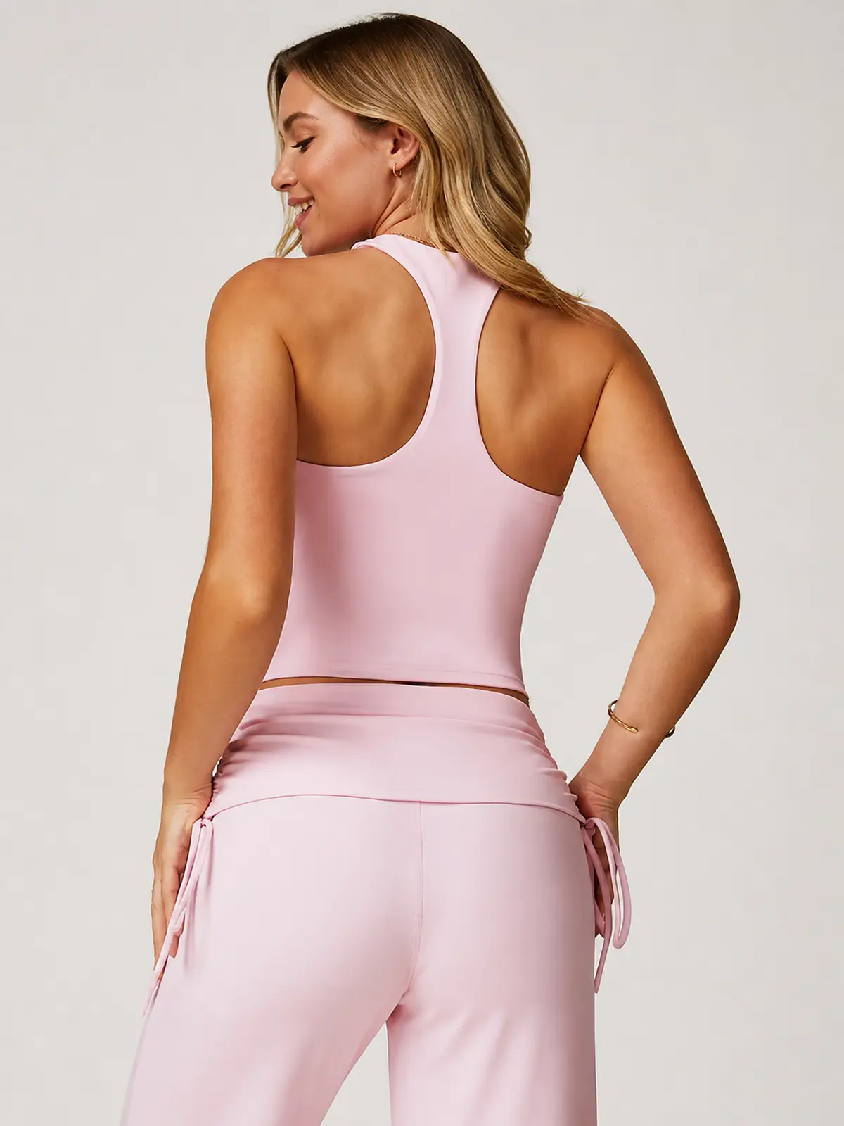 Aster Current Longline Racerback Sports Bra — light lavender pink — crop-top — authoritative variation match