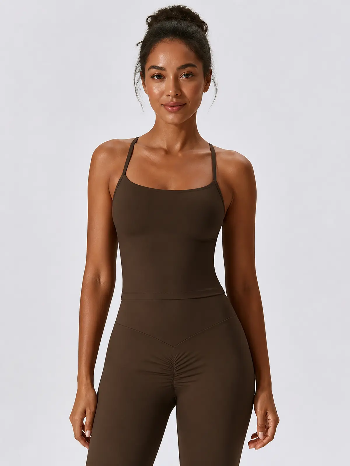 Aster Pause Cropped Tank Top — dark brown — general — authoritative variation match