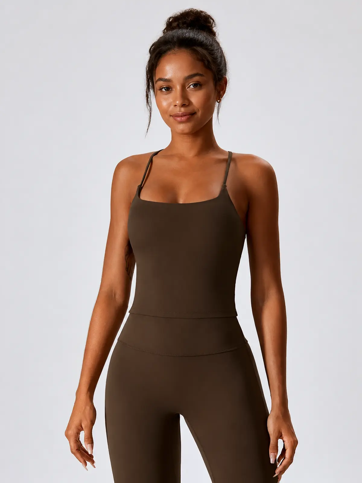 Aster Pause Cropped Tank Top — dark brown — general — authoritative variation match