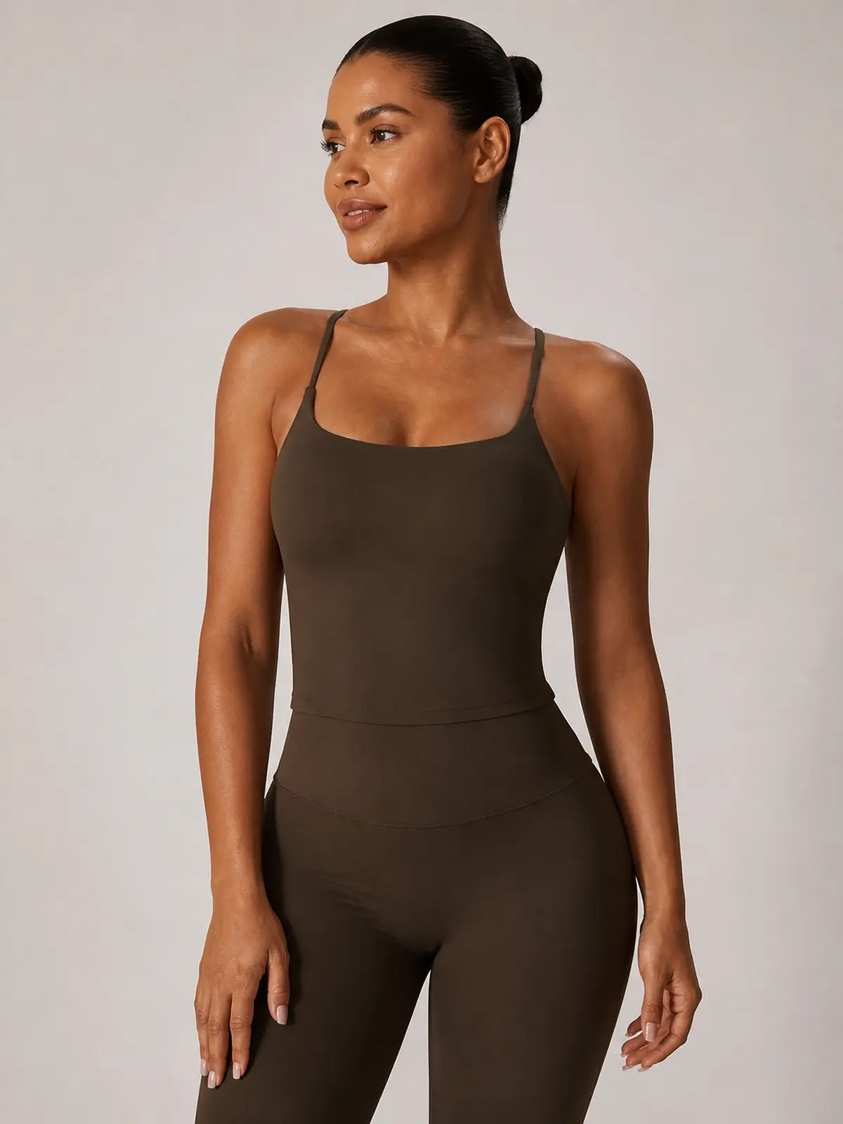 Aster Pause Cropped Tank Top — dark brown — general — authoritative variation match