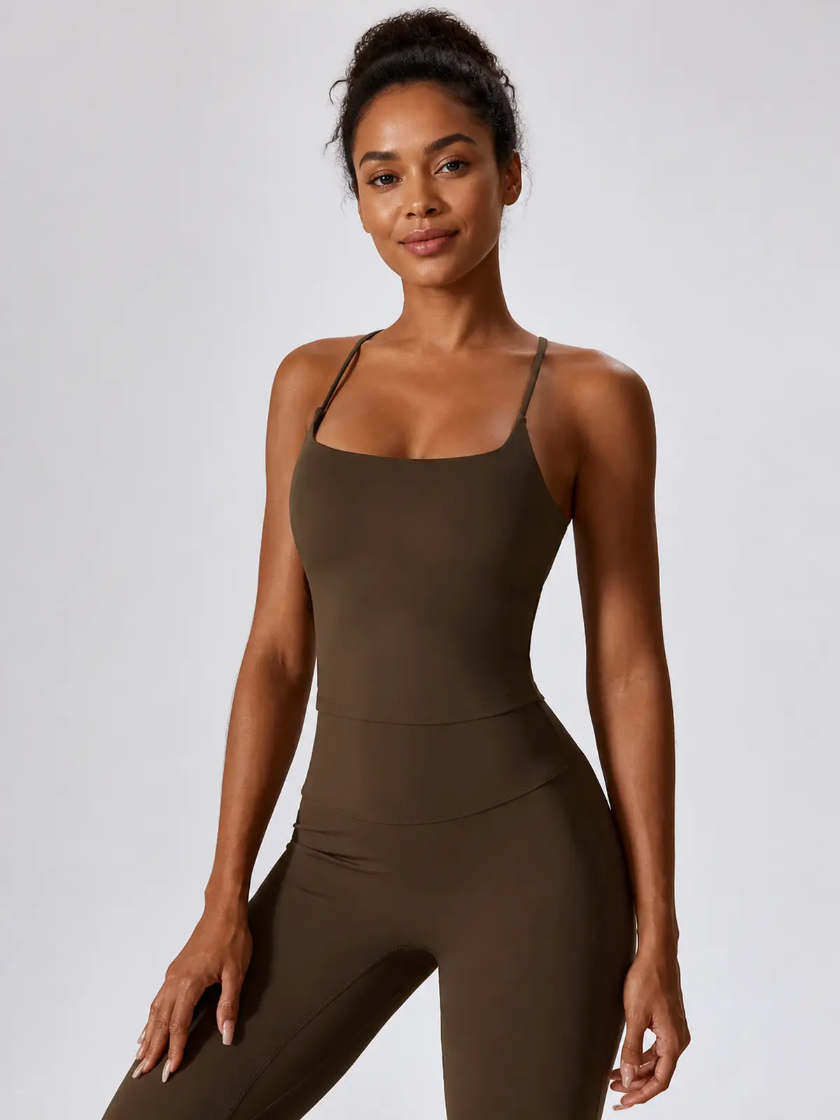 Aster Pause Cropped Tank Top — dark brown — general — authoritative variation match