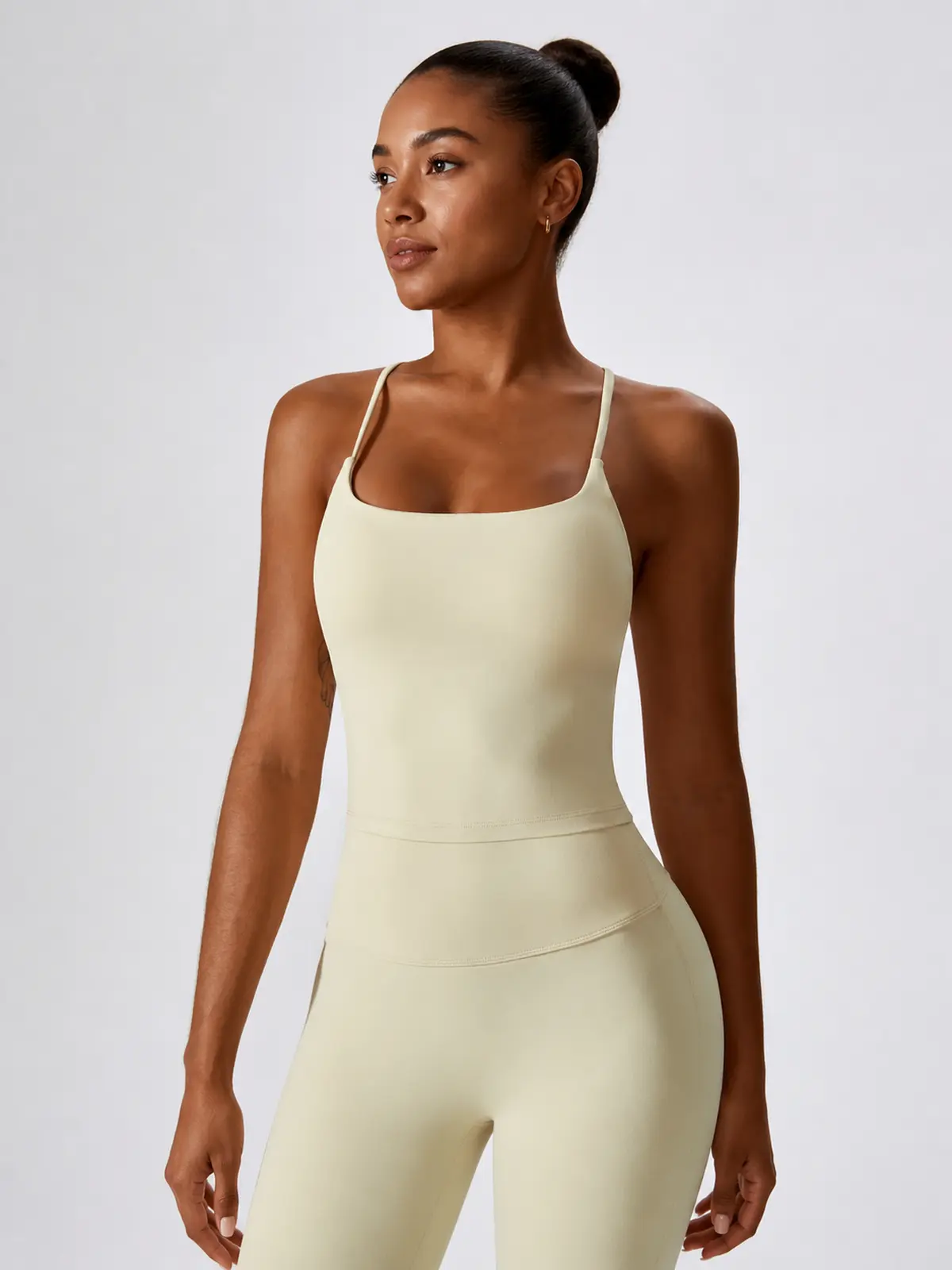 Aster Pause Cropped Tank Top — pale oatmeal cream — tank-top — authoritative variation match