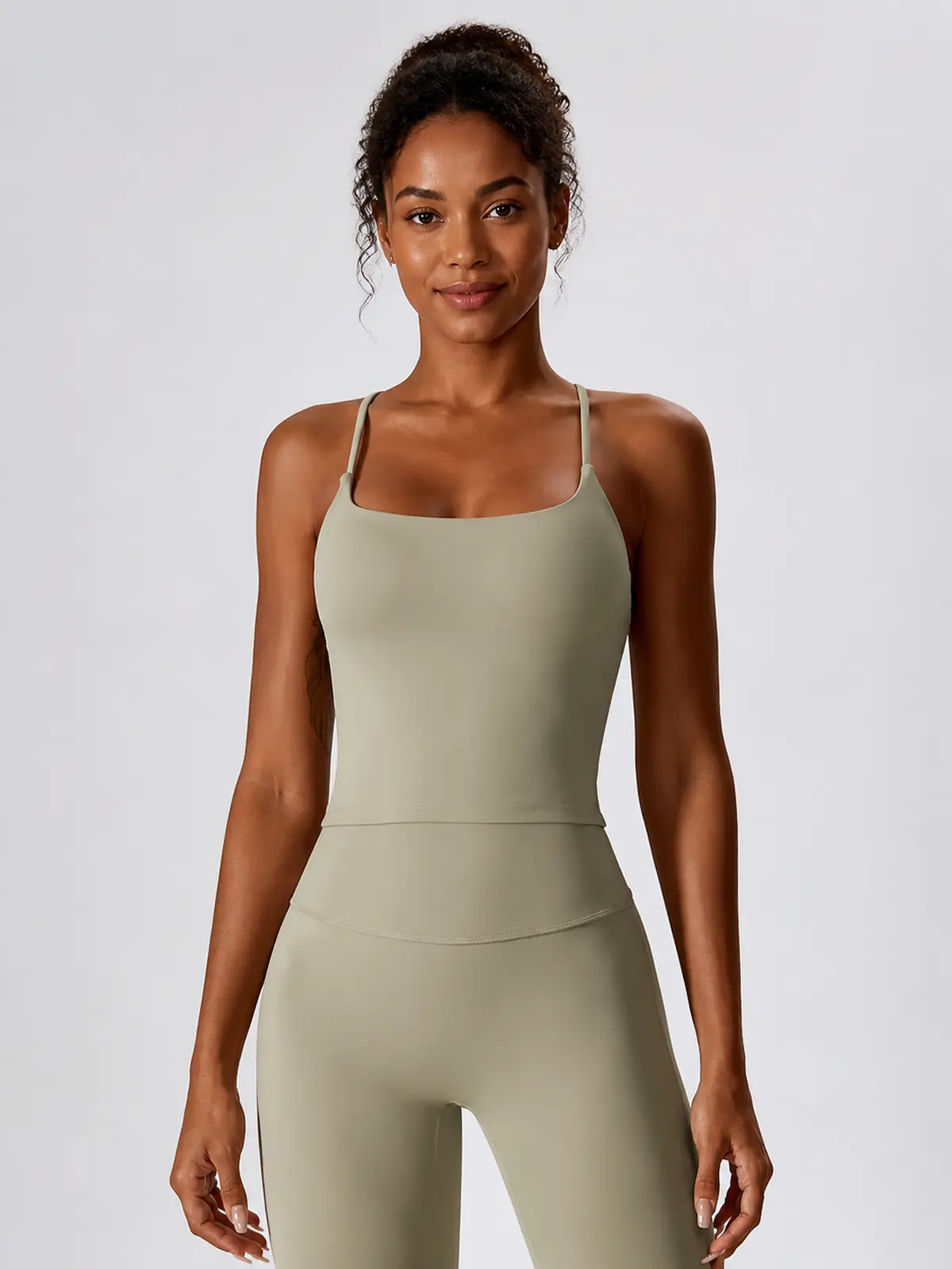 Aster Pause Cropped Tank Top — pale sage green — jumpsuit — authoritative variation match