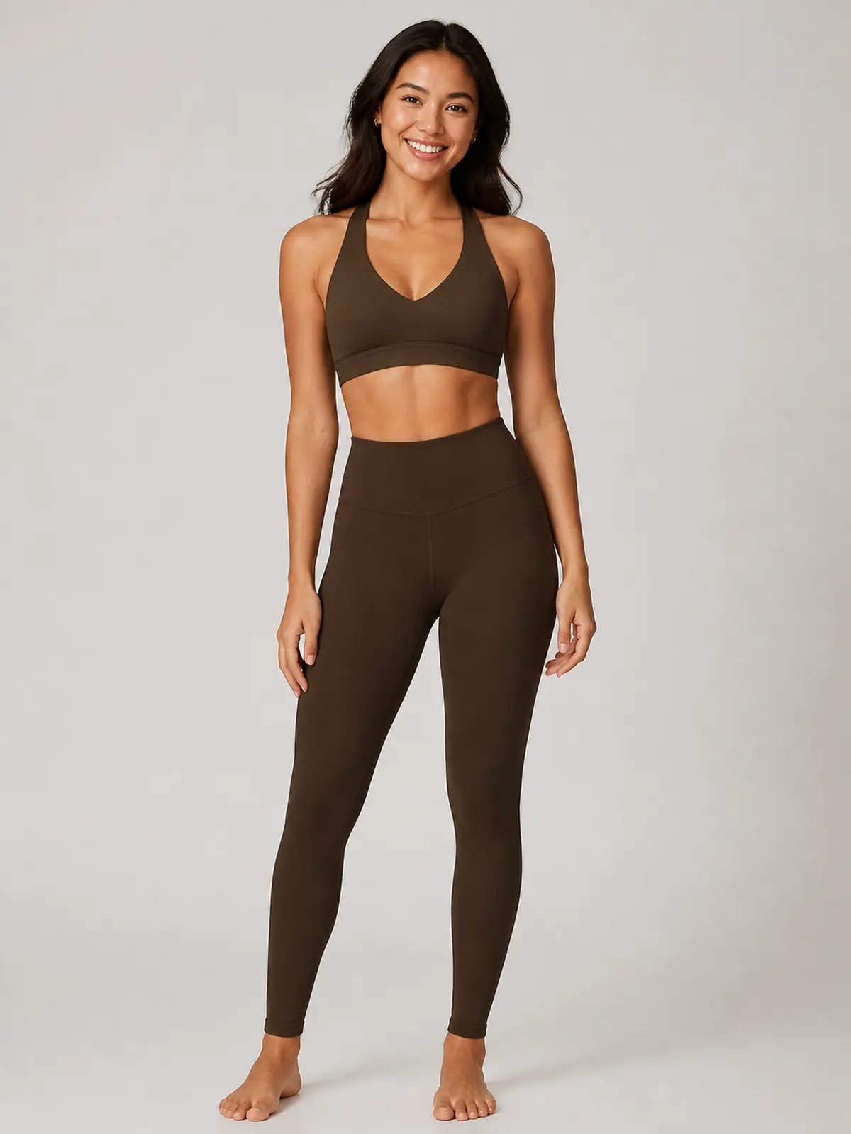 Aster Relay Sports Bra and Full-Length Leggings Set — dark brown — general — assigned human anchor cluster