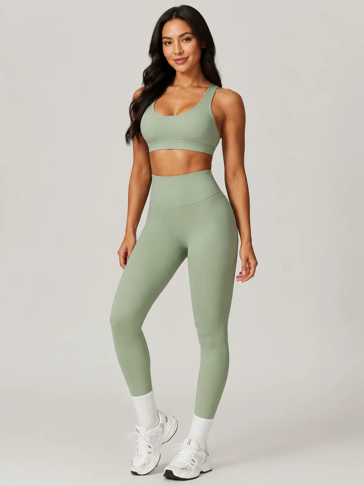 Aster Relay Sports Bra and Full-Length Leggings Set — olive green — general — authoritative variation match
