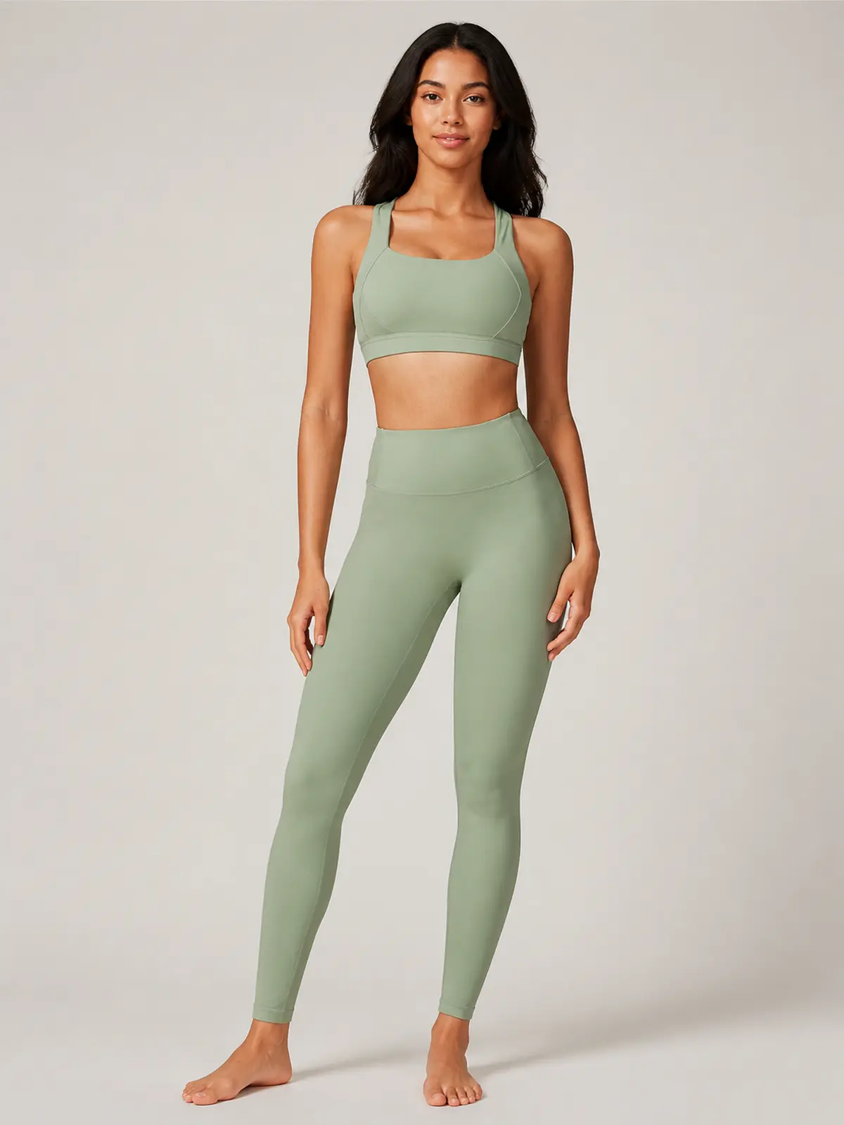 Aster Relay Sports Bra and Full-Length Leggings Set — olive green — general — authoritative variation match