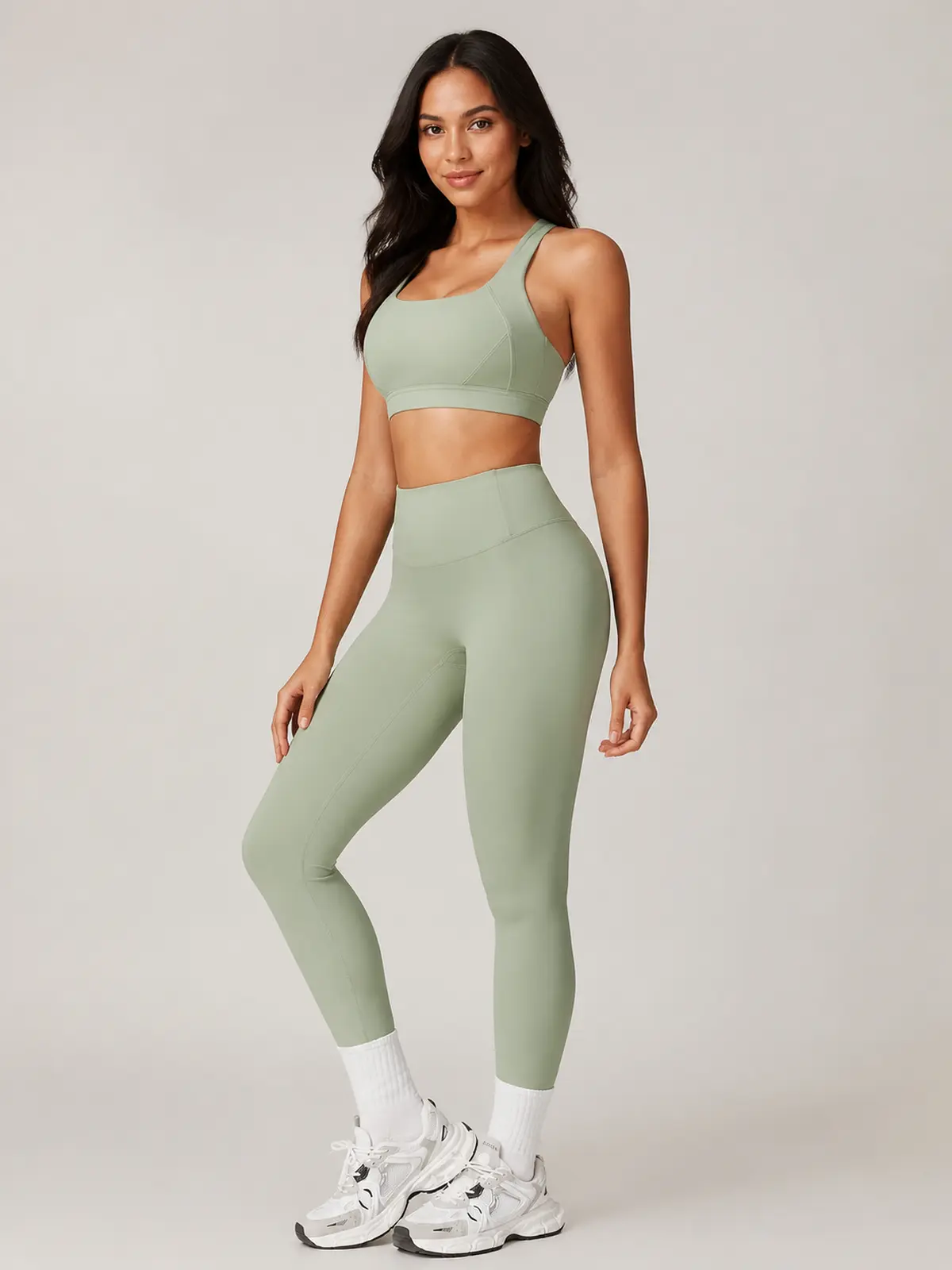 Aster Relay Sports Bra and Full-Length Leggings Set — olive green — general — authoritative variation match