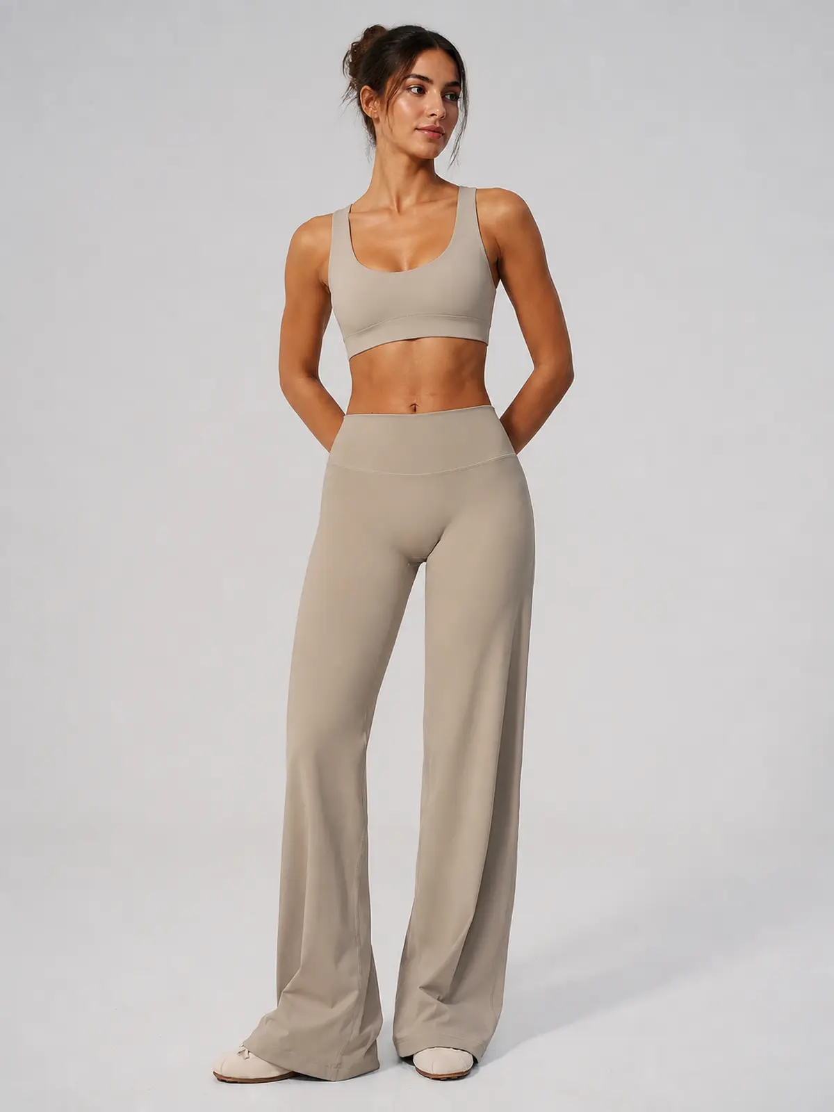 Asterine Passage High-Rise Flare Yoga Pants — beige — flare-leggings — authoritative variation image