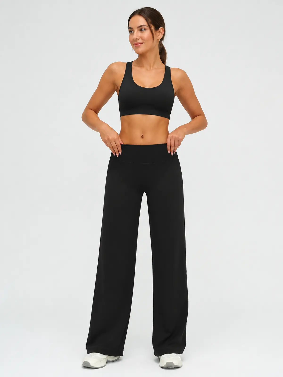 Asterine Passage High-Rise Flare Yoga Pants — black — authoritative variation match