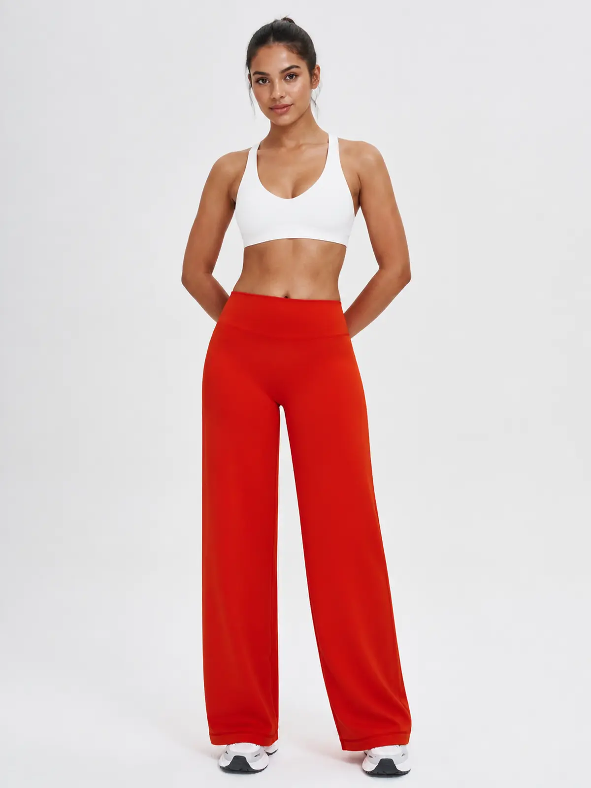 Asterine Passage High-Rise Flare Yoga Pants — bright red — authoritative variation image
