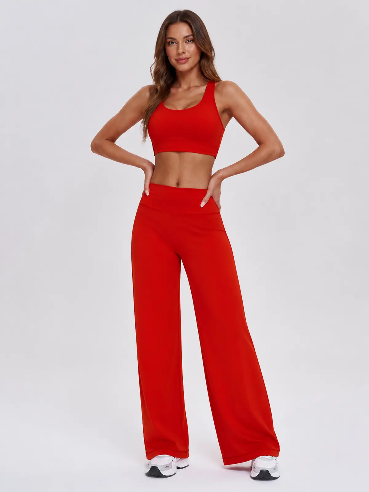 Asterine Passage High-Rise Flare Yoga Pants — bright red — authoritative variation match
